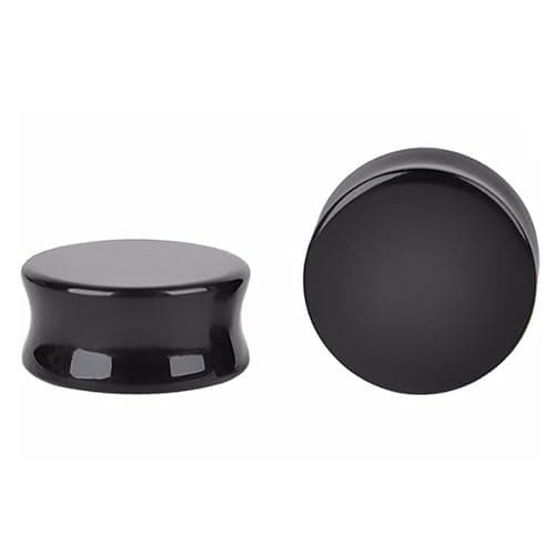 HQLA 1 Pair Natural Obsidian Stone Double Flared Flesh Tunnels Ear Plugs Gauges Stretcher Expander - Image 1