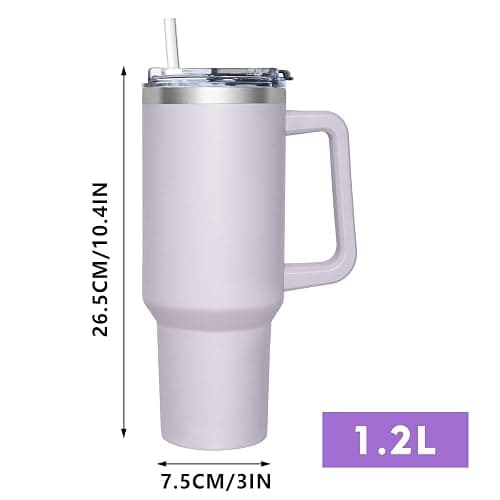 HNCY Mug Isotherme avec 2-en-1 Couvercle, 1180ML Tumbler avec Paille et Poignée, Tasse Isotherme en Acier Inoxydable, Travel Mug Tumbler Gobelet Isotherme thumbnail 3
