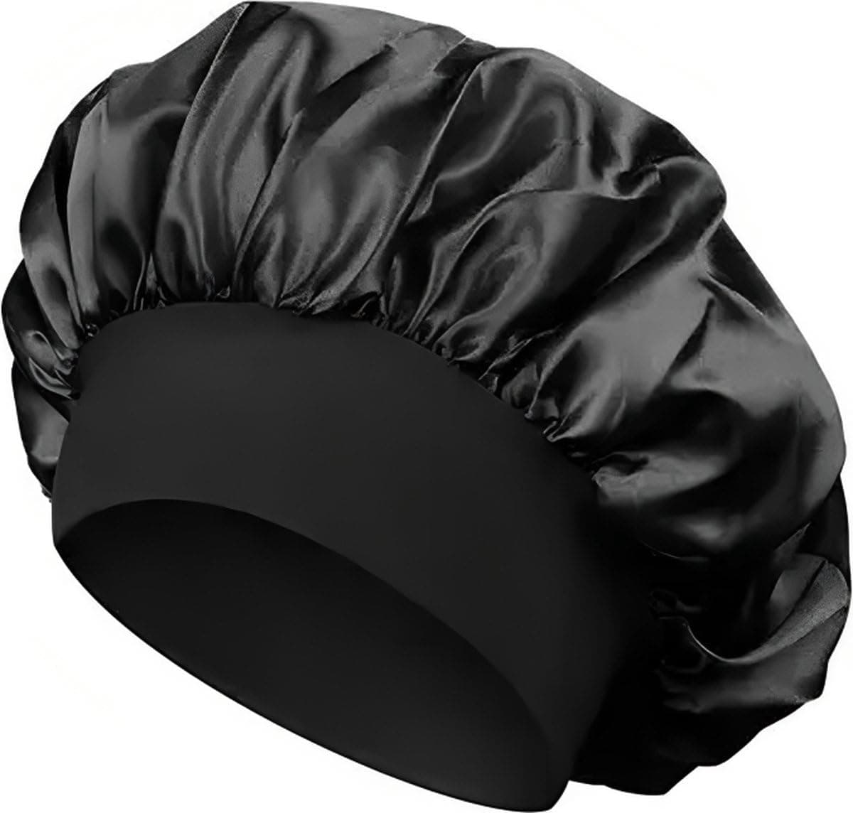 Satin Sleep Cap - 1 Piece - Bonnet satin - Satin Bonnet - Hairnet - Black - Image 1