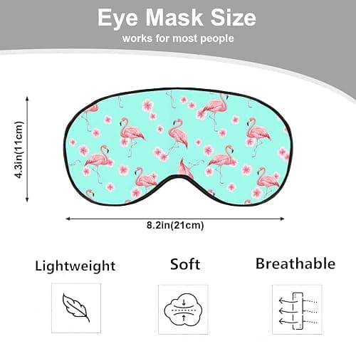 NOHSHE Pink Flamingo Eye Mask Sleeping Mask Tropical Pink Flowers Blue Sleep Masks Silky Soft Eye Cover for Women Men Shading Blindfold for Air Travel Sleeping thumbnail 2