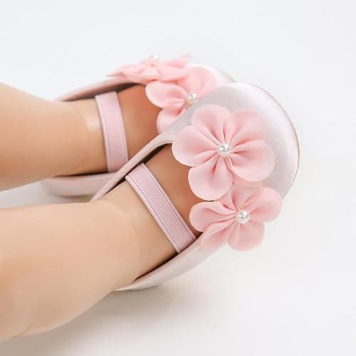 QWZban Baby Shoes Mary Jane Flats Non Slip Soft Sole Infant Toddler Sneakers First Walkers Party Christmas Dress Shoes thumbnail 2