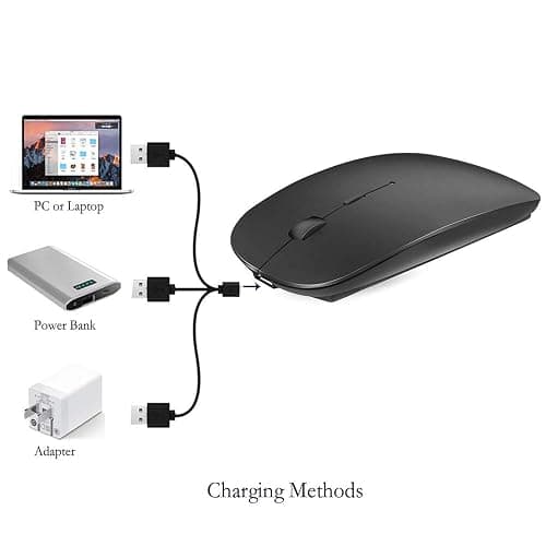 KLO Rechargeable Bluetooth 5.2/3.0/Type-C/USB-2.4G Mouse for MacBook/MacBook air/Pro/iPad, Wireless Mouse for Laptop/Notebook/pc/iPad/Chromebook (Black) thumbnail 7