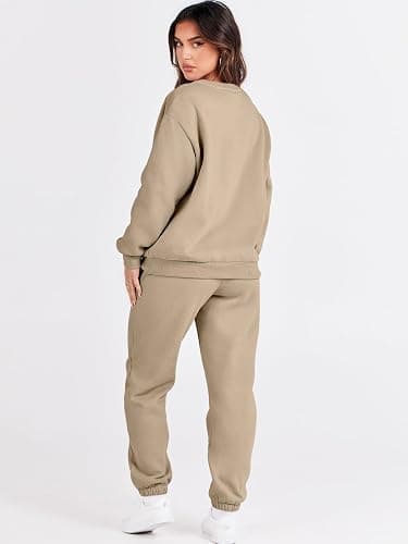 ANRABESS Women's Two Piece Outfits Sweatsuit Lounge Set Long Sleeve Crewneck Sweatshirt Jogger Pants Tracksuit 2025 Fall Sets thumbnail 5