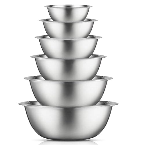 JoyJolt Stainless Steel Mixing Bowl Set - 6 Piece Nesting Bowls, 5qt to 0.5qt, Ideal for Kitchen, Cooking, Baking and Storage - Image 1