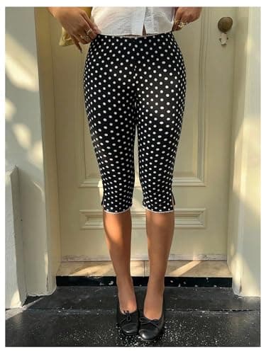 Milumia Women's Plaid Print Capri Leggings Low Waisted Split Hem Cropped Pants Black X-Large thumbnail 3