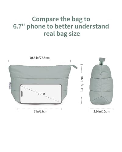 Travel Makeup Bag Large Cosmetic Bag Makeup Case Organizer for Women (Quilted Sage Green) thumbnail 6