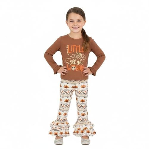 Unique Baby 2 Piece Girls Double Ruffle Leggings and Long Sleeve Shirt Clothes Set Kid and Toddler Girl Outfit thumbnail 2