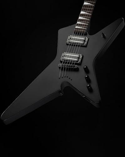 WestCreek Guitars HIGH VOLTAGE（HV）Heavy Metal Solid Body Electric Guitar | Mahogany Body, Maple Neck, Rosewood Fretboard, Rounded End Frets, Bone Nut, 22 Frets (Black) thumbnail 5