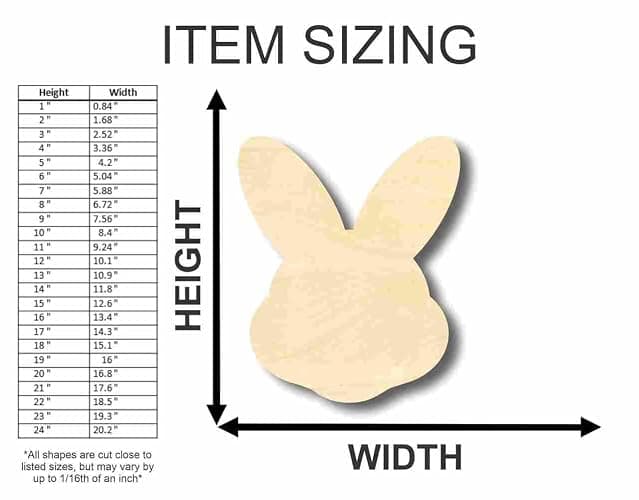 Unfinished Wood Easter Bunny Head Shape Craft up to 46" DIY 5" / 1/8" thumbnail 2