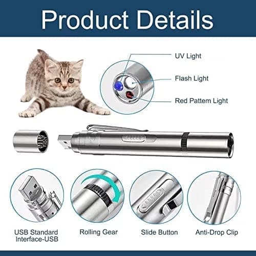 BEGRIM Cat Toys Laser Pointer for Indoor, Rechargeable, 7 Adjustable Wand Red Light Pet Interactive Cat Mouse Toys to Keep Busyfor Kitten Dog Chase Play thumbnail 2