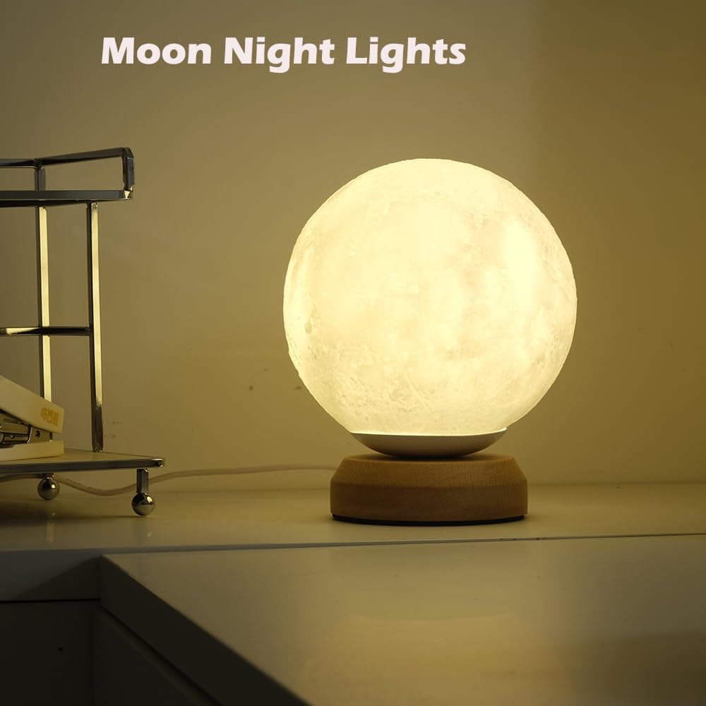 Moon Lamp, 3-Color Temperature Lamp,Bedroom Bedside Night Lights, Dimmable Led Lighting, Table Lamps for Living Room OfficeCreative Home Decor,Valentines Unique House warmging Gift thumbnail 9