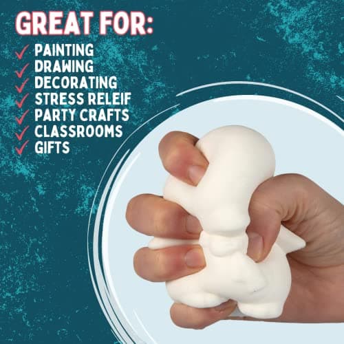 DIY Jumbo Animal Squishies 3.5" -6" (12pc) & Fabric Paint (12 Bottles) Combo Pack- White Kawaii Slow Rising Squishy Toys for Drawing, Painting, Decorating - Scented Stress Relief Craft thumbnail 6