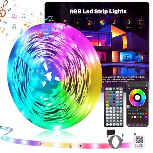 100FT Led Lights for Bedroom, Color Changing RGB Led Strip Lights Indoor, Music Sync Led Light Strip with Remote and App Control, DIY Led lights for Room Home Decor Ambient Lighting (1*100FT) - Image 1