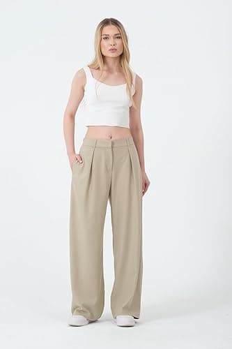 Wide Leg Work Pants Women’s Elastic High Waisted Casual Office Dress Pants Trousers with Pocket Normal and Plus Size Slacks thumbnail 3