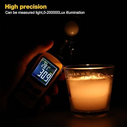 Light Meter Digital Illuminance Meter Handheld Ambient Temperature Measurer, Range up to 200,000 Lux, Luxmeter with 4 Digit Color LCD Screen thumbnail 8