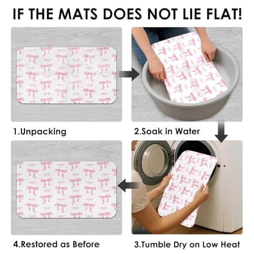 Arttown Pink Bows Bathroom Set with Shower Curtain and Rugs and Accessories, Aesthetic Polka Dot Watercolor Girly Shower Curtains, Modern Bathroom Decor 4 Pcs thumbnail 7