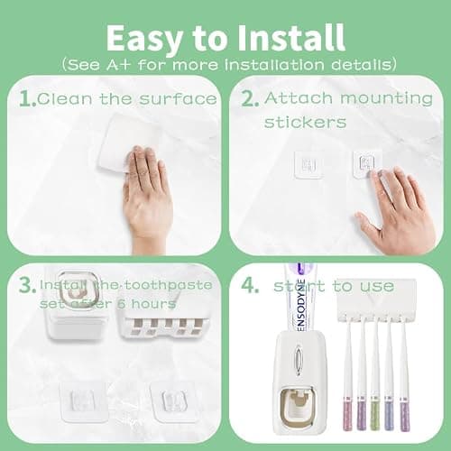 RIDGEPOLE Toothbrush Holder and Toothpaste Dispenser Set, Automatic Toothpaste Squeezer Dispenser, Dispenser Toothpaste Squeezer Kit, Wall Mounted Bathroom Accessories (Black) thumbnail 7