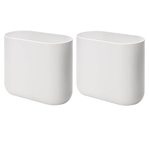iDesign Small Slim Plastic Bathroom Trash Can, Garbage Can for Bedroom, Office, Desk, Dorm, 2-Pack, White - Image 1