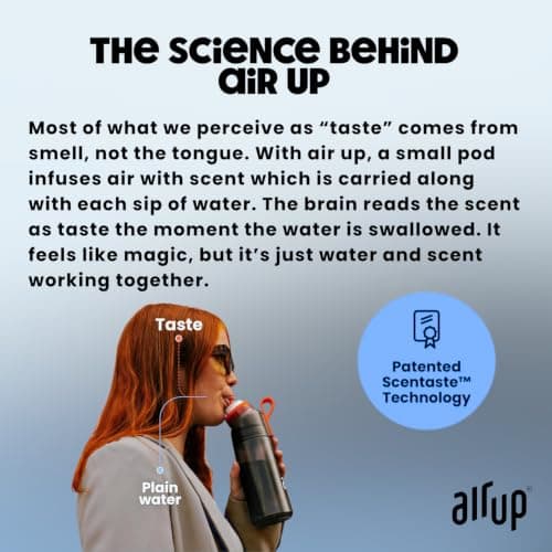air up water bottle (27oz) original starter set in Midnight Black with pods in 5 flavors | drinking bottle with sugar-free flavoring | dishwasher-safe, BPA-free thumbnail 3