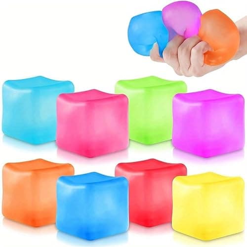 Ice Cube Squishy Blocks Fidget Toy Stretchable Soft Inner Core Rotating Rubik Styles for Office Travel Holiday, Blue thumbnail 7