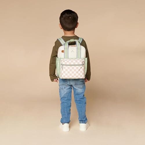 Itzy Ritzy Toddler Backpack - Daycare Bag - Features Adjustable Shoulder Straps, 2 Side Pockets & Spacious Interior with Wipeable Fabric Lining & Name Label, Checkerboard Backpack - Checkerboard - Small thumbnail 9