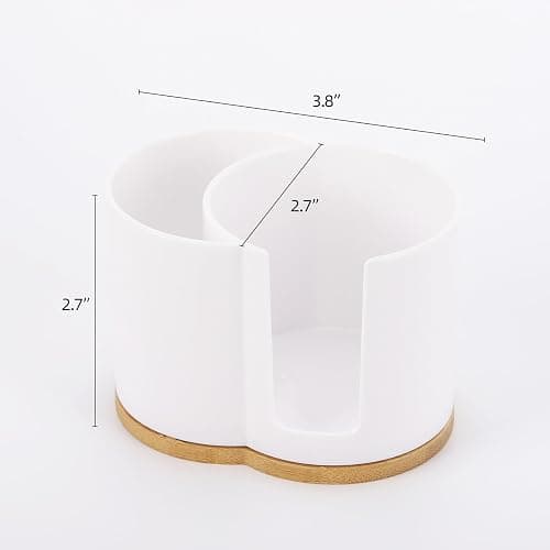 Tbestmax Qtip Dispenser 2-Grid Cotton Ball , Swab, Round Pads Holder for Bathroom Container Organizer, Plastic, White thumbnail 3