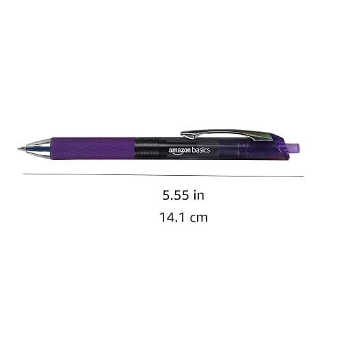 Amazon Basics Retractable Gel Pens, Fine Point 0.7mm, Smooth Writing, Assorted Colors, 12-Pack thumbnail 2