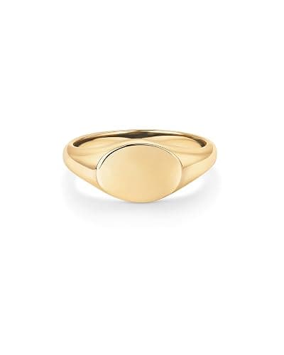 PAVOI 14K Gold Plated Pinky Signet Ring for Women | Lightweight Statement Bands | Chunky Signet Stackable Rings thumbnail 3