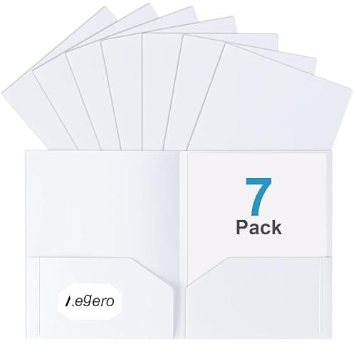 Aegero Plastic Folders with Pockets (7 Pack, Officewhite), Durable Heavy Duty File Folders with Business Card Slot, 2-Pocket Folder for Schoolwork & Office,Letter Size - Image 1