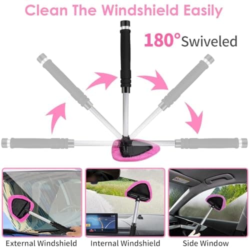 Viewsun 17pcs Car Cleaning Kit, Pink Car Interior Detailing Kit with High Power Handheld Vacuum, Detailing Brush Set, Windshield Cleaner, Cleaning Gel, Complete Auto Accessories for Women Gift thumbnail 7