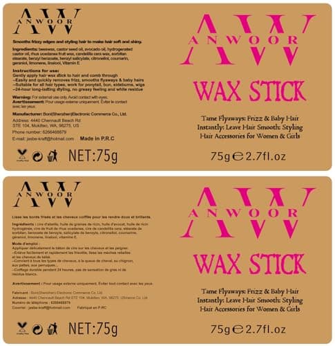 AnWoor 4Pcs Edge Brush Slick Back Hair Stick, Hair Wax Stick for Flyaways, Slick Back Hair Brush for Smoothing Baby Hair, Rat Tail Combs Parting Combs for Braiding Hair, Teasing Brush for Fluffy Hair thumbnail 9