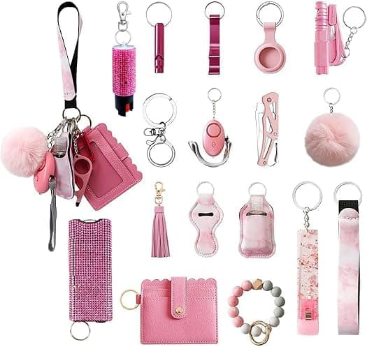 Araafur Wristlet Keychain Set with RFID Wallet Card Holder and Bottle Opener, Car Keychain Accessories for Women - Image 1