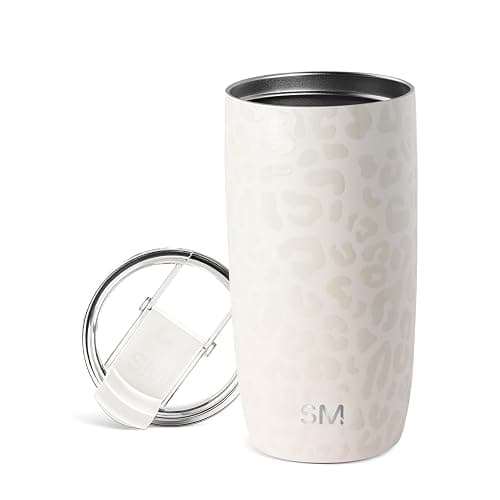 Simple Modern Travel Coffee Mug Tumbler with Flip Lid | Reusable Insulated Stainless Steel Cold Brew Iced Coffee Cup Thermos | Gifts for Women Men Him Her | Voyager Collection | 16oz | Cream Leopard - Image 1
