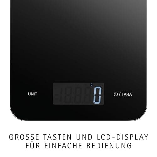 WMF Digitale Küchenwaage schwarz 23 x 15 x 2 cm, Backwaage, Haushaltswaage, Küchenwaage digital, Sicherheitsglas, grammgenau, Tara-Funktion, 5kg Maximalgewicht, schwarz thumbnail 4