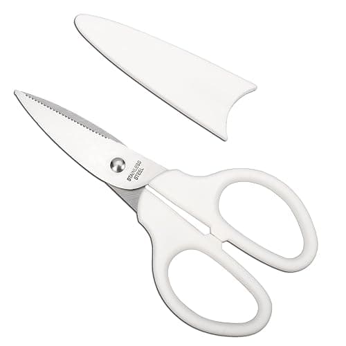YOUGUOM 6in White Scissors, Multipurpose for Office School Crafts Sewing | Comfort Grip, Stainless Blades, Left/Right Hand, Cuts Cardboard, Fabric for Home Classroom, Teacher Desk, w/Protective Cover - Image 1