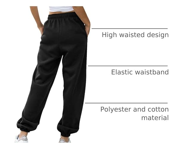 HeSaYep Women's High Waisted Sweatpants Workout Active Joggers Pants Baggy Lounge Bottoms thumbnail 4