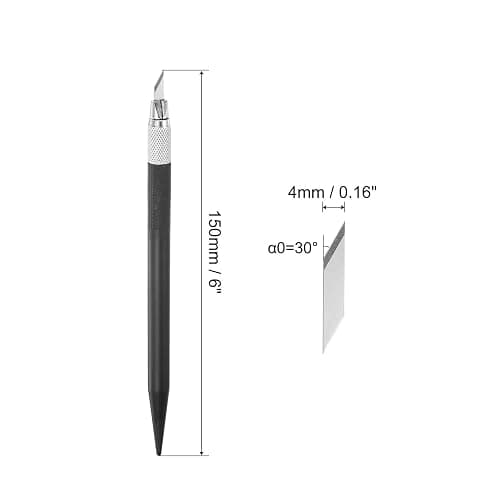 uxcell Art Craft Knife Set, 2pcs Carving Knife with 24pcs Spare Metal Blade for Scrapbooking Stencil Hobby DIY, PVC Plastic Handle, Black (2 Set) thumbnail 2