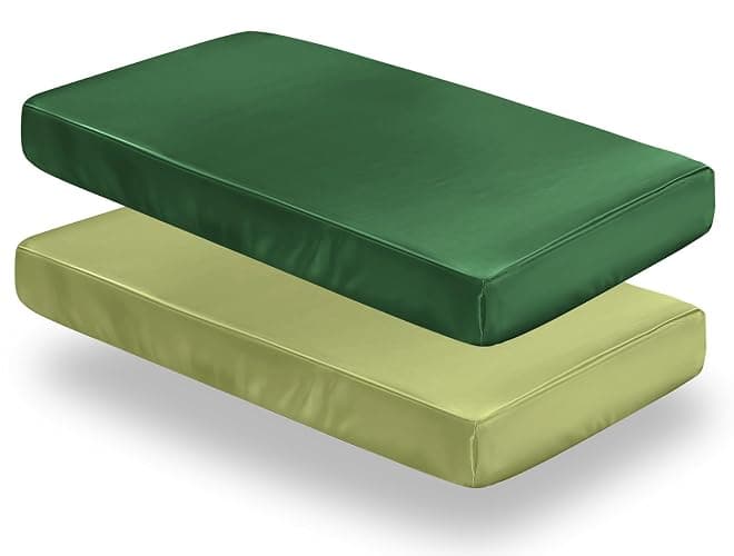 SiinvdaBZX 2 Pcs Satin Crib Sheets for Baby Hair, Silky Soft Fitted Crib Sheets for Standard Crib and Toddler Mattress (Emerald & Sage Green, 52 x 28 x 8In) - Image 1