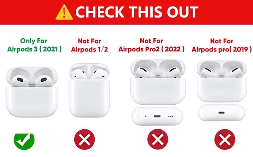 (4Pack) Case for AirPods 3rd Generation Earbuds (2022), Suublg Silicone Charging Case Protective Cover with Cute Cartoon Skin Design for AirPods 3, with Carabiner thumbnail 2