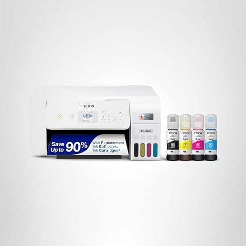 Epson EcoTank ET-2800 Wireless Color All-in-One Cartridge-Free Supertank Printer with Scan and Copy â€“ The Ideal Basic Home Printer - White, Medium thumbnail 7