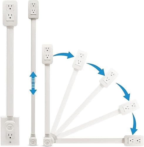 EZ Outlet Electrical Outlet Extender. Access Hard-to-Reach Outlets! Features USB-A, USB-C, and 2 AC Outlets, Extends 22"-34", Rotates 180°. Use Behind Couches, Nightstands, Desks, and More. thumbnail 2