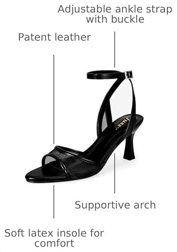 Jussy Kitten Heels for Women Pointed Open Toe Strappy Heeled Sandals Shoes | 3.35 Inch Stiletto High Heels,True to Size, Anti-Slip Rubber Sole, Comfy,Stylish, Wedding Bridal Prom Summer Dress Shoes thumbnail 3