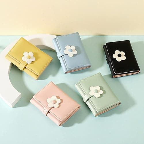 MEISEE Small Wallet for Girls Women Tri-folded Wallet Cash Pocket flowers Print Card Holder Coin Purse with ID Window elegant youthful and cute (2-yellow-2) thumbnail 7