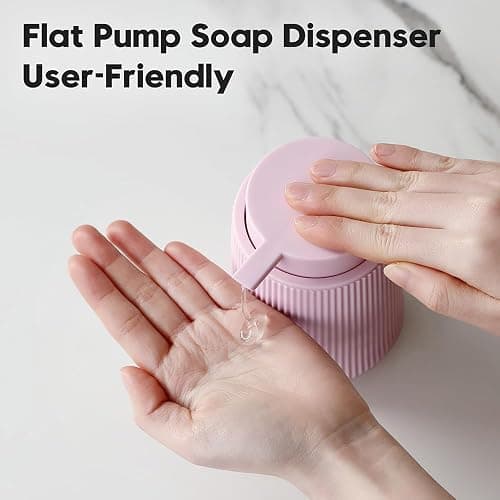 YAUKPH Striped Liquid Hand Soap Dispenser with Leak-Proof Pump for Bathroom and Kitchen Countertop 11 oz Pink thumbnail 5