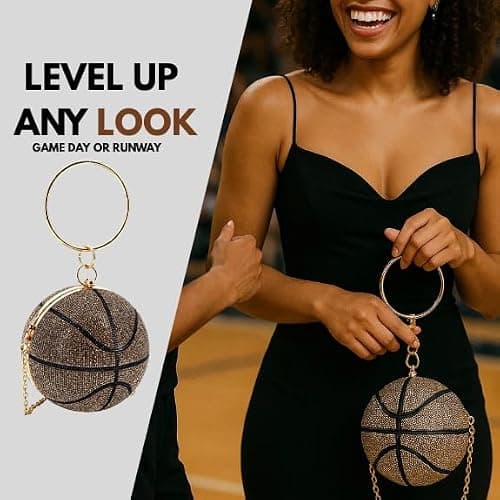 Like Dreams Rhinestone Sports Purse | Round Shaped Crossbody Bag for Women | Game Day Costume Purse Ball Clutch thumbnail 2
