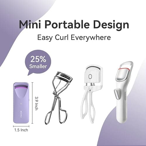 BEOVEA Heated Eyelash Curler - Travel Electric Lash Curler with Heat Sensitive Silicone Pad Fast Heat up whin 8s 24hrs Long Lasting Mini Size Rechargeable to Style Natural Eyelashes thumbnail 3