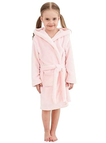 Umeyda Girls Fleece Hooded Robes, Warm Printed Bath Robe for Kids Soft Fuzzy Bathrobe for Gifts thumbnail 4