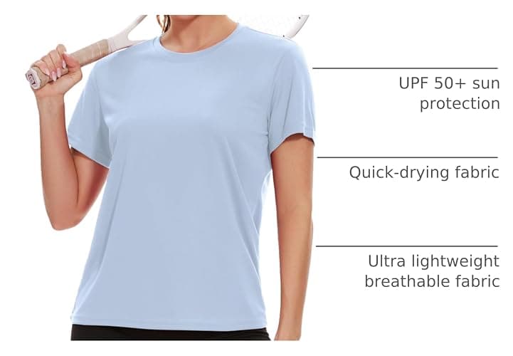 6 Pack Workout Tops for Women Short Sleeve UPF Sun Protection Athletic T Shirts Quick Dry Tennis Yoga Running Crew Neck Tee thumbnail 4