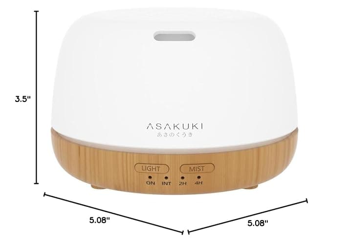 ASAKUKI Essential Oil Diffuser, 300ml Ultrasonic Aromatherapy Oil Humidifier with 7 Colors Lights 2 Mist Mode for Home thumbnail 3