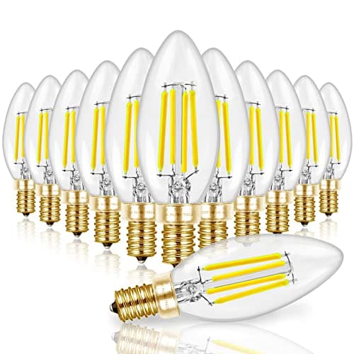 Hizashi Chandelier Light Bulbs 60 Watt 5000K Daylight, E12 Candelabra LED Light Bulbs Dimmable, B11 Type B LED Candelabra Bulbs, 90+CRI, 6W, 550LM, Candle Light Bulbs, UL Listed, 12 Pack